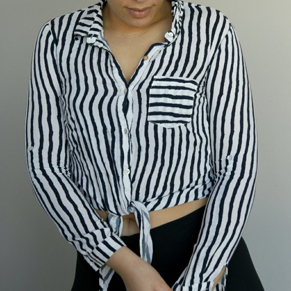 Women's Stripe Button Down Top XS
